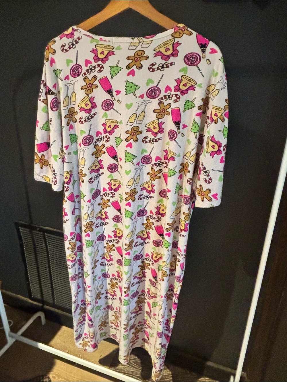 Women's Holiday Print Pink Short-Sleeve Nightgown by Not a Morning Person - Picture 5 of 5